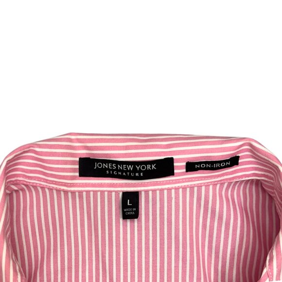 Jones New York Womens Pink Stripe Sleeveless Button Down Blouse Office Chic Sz L - Picture 3 of 9